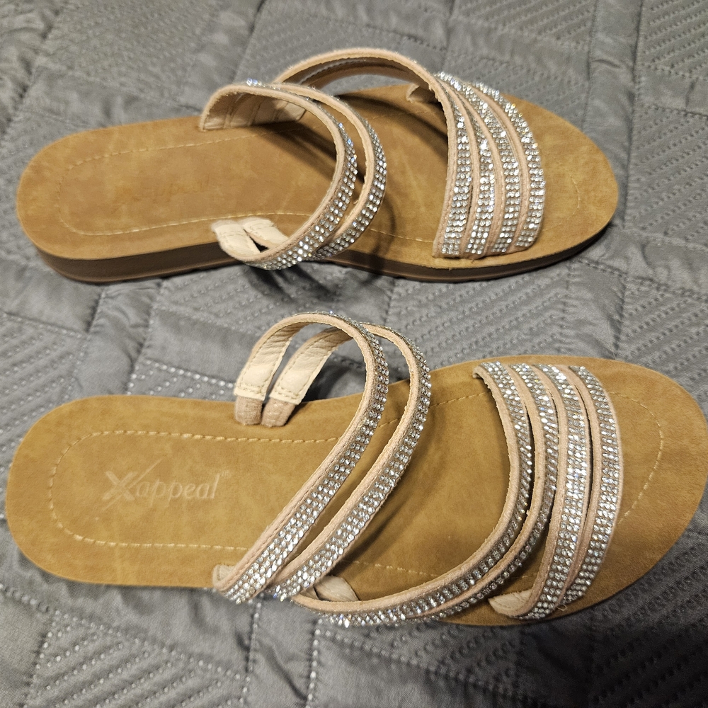 Xappeal Tan Sandals with Silver Accents